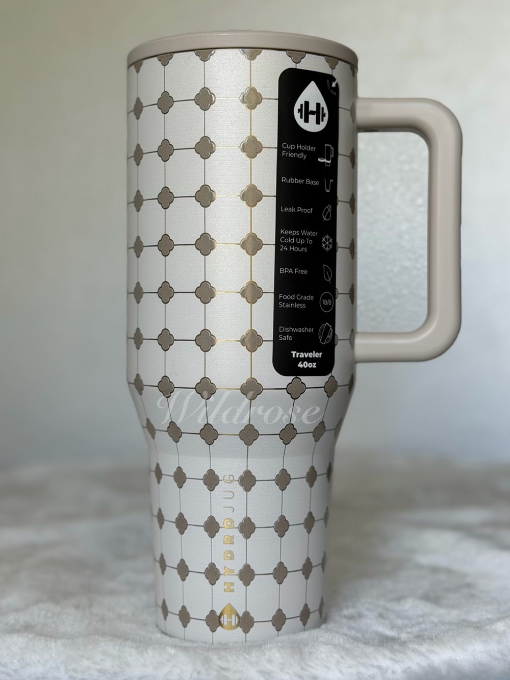 Hydrojug 40oz MOSAIC White + Gold Accent tiles Traveler Limited Edition